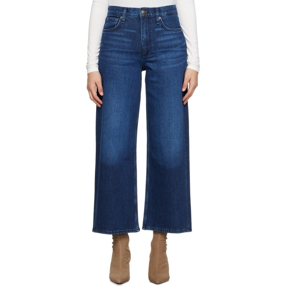 $235 Rag & Bone Andi High Rise Ankle Wide Leg Jeans Size 28 Blue